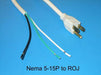 8FT Nema 5-15p to ROJ 2IN Strip 1/4IN Power Cord 16/3 SJTW NA