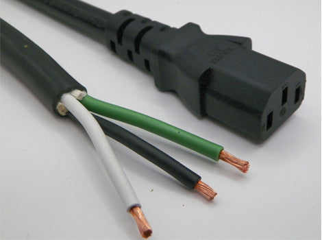 2ft ROJ 2IN Strip 5/8IN IEC-320 C-13 Computer Power Cord 12/3 SJTW 105 Blk NA