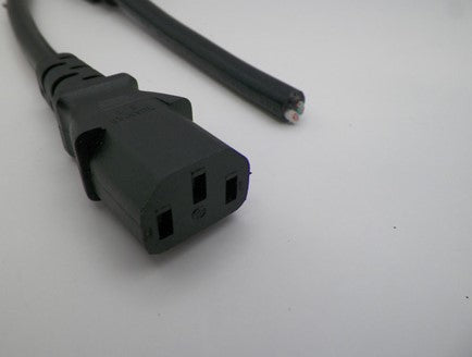 2FT 6IN IEC-320 C-13 to Blunt Cut Computer Power Cord 16/3 SJTW NA