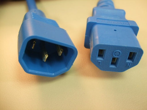 2FT IEC-320 C-14 to IEC-320 C-13 Blue Computer Power Cord 18/3 SJTW NA