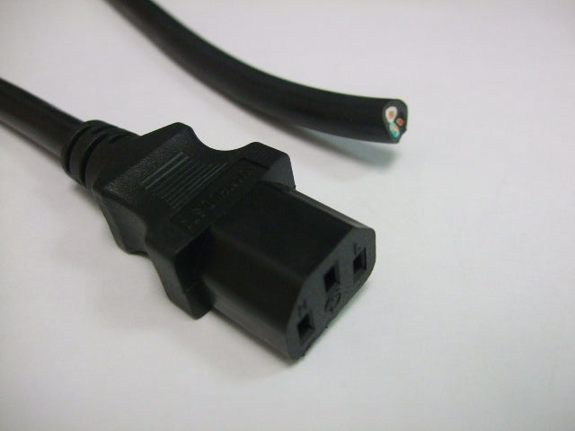 3FT Blunt Cut to IEC-320 C-13 Computer Power Cord 14/3 SJTW NA 15A 250V