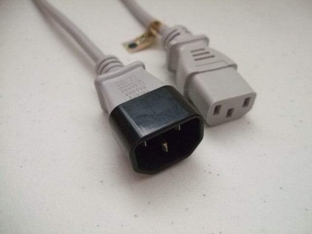 3FT IEC-320 C-14 to IEC-320 C-13 Gray Computer Power Cord 18/3 SVT NA