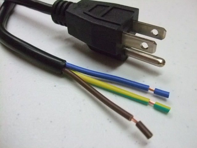 1FT 2IN NEMA 5-15P to ROJ 2IN Strip 1/4IN Power Cord 18/3 SJTW CEE