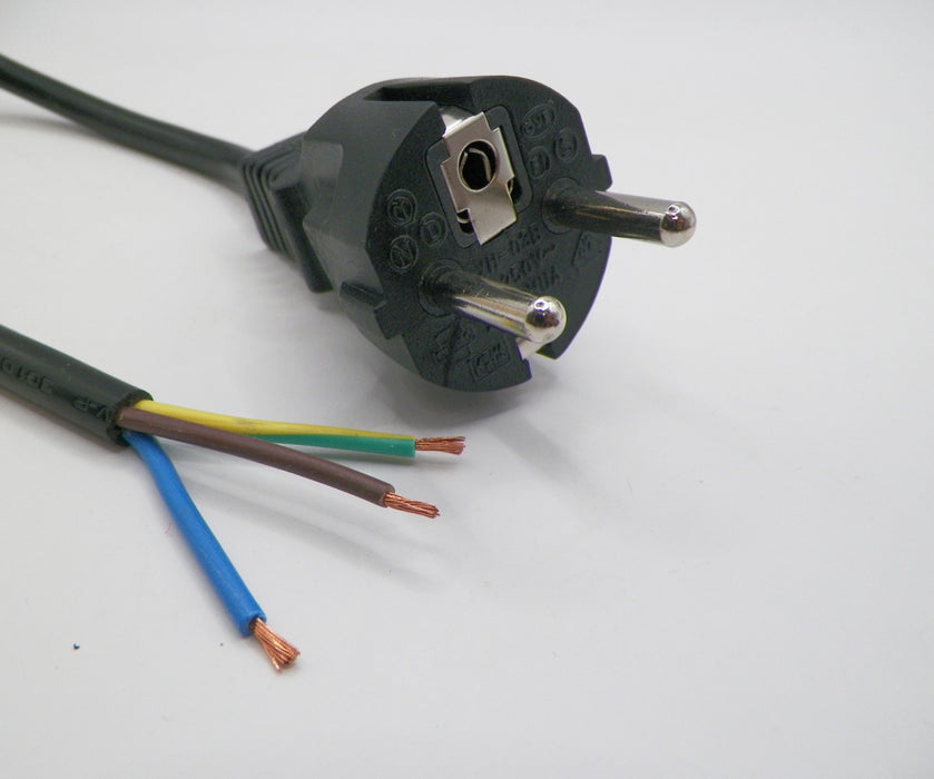 10FT European Straight Plug to ROJ 2IN Strip 1/4IN International Power Cord 1.5mm² H05VVf3g CEE