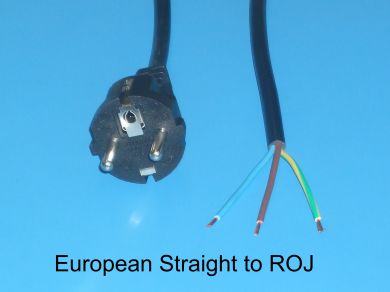3FT European Straight Plug to ROJ 2 IN Strip 1/4" International Power Cord 1.0mm² H05VVf3g CEE